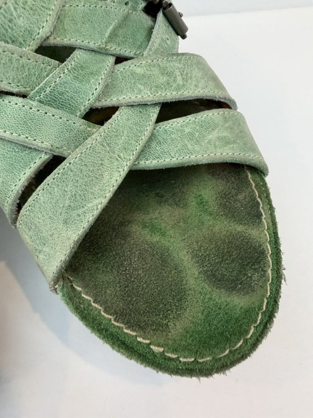 John Fluevog Women's Janice Mint Green Platform Heeled Sandal Size 6 READ - Picture 5 of 16